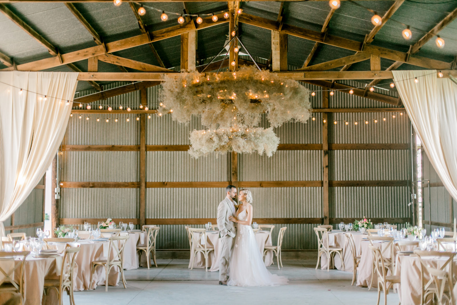 Rosé-Inspired Spring Barn Reception - westwoodbarns.com